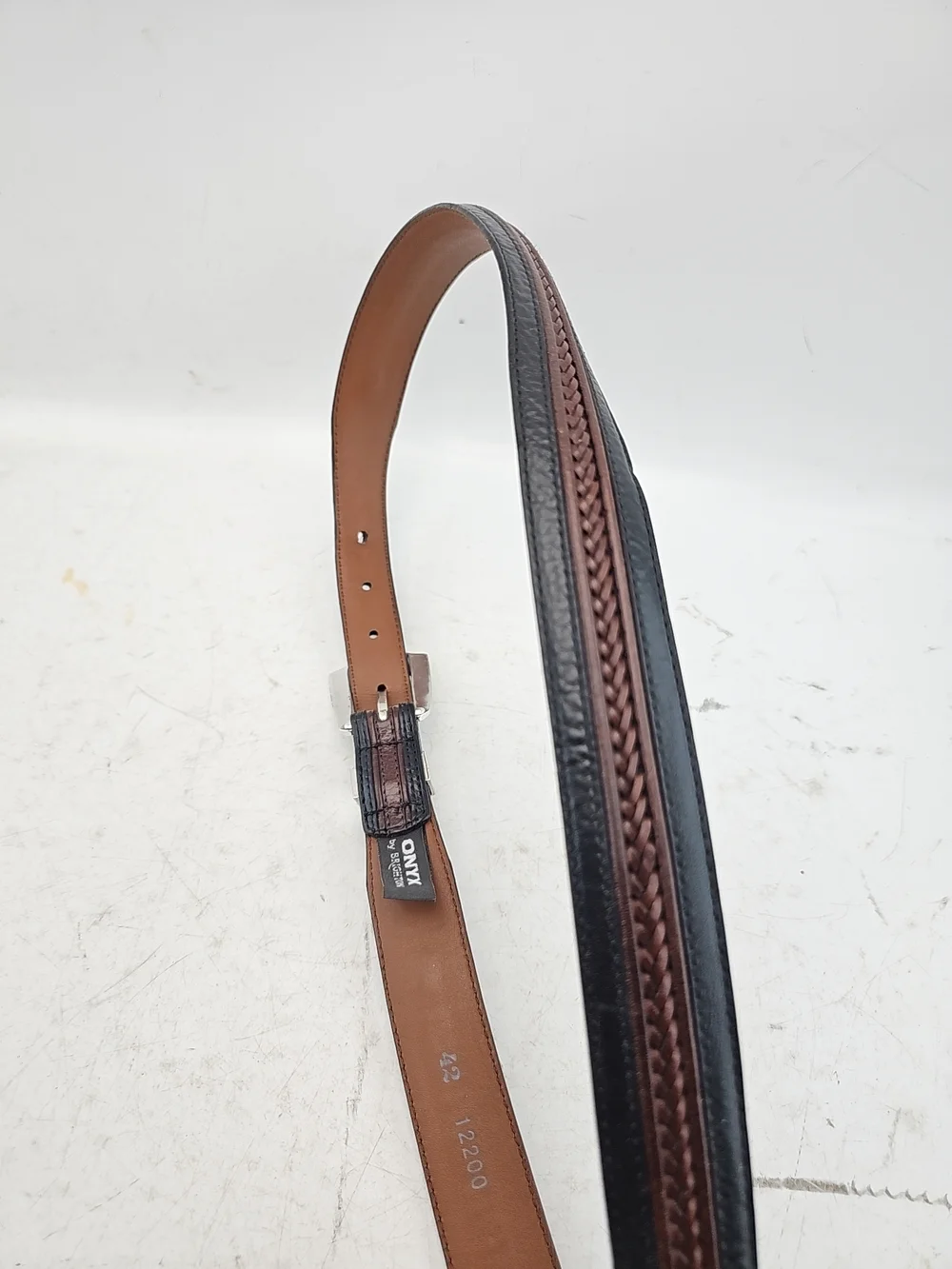 Brighton Onyx Braided Leather Belt